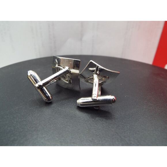 Vintage 3pc Set Anson Sterling Silver Black Onyx Cufflinks & Tie Clip - Picture 5 of 9